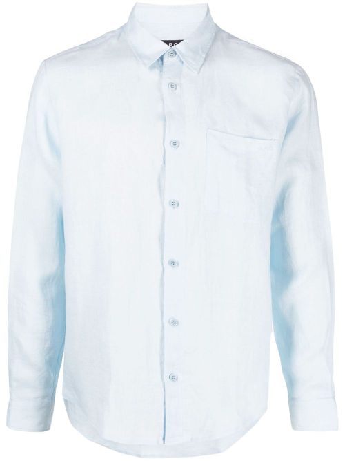 Long-sleeved linen shirt - Blue
