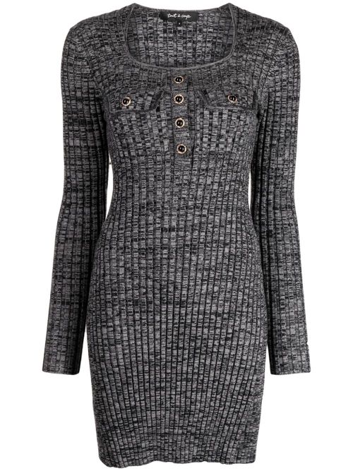 Decorative-button fitted dress - Grey