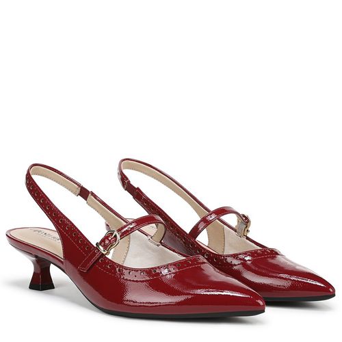Women's Marilyn Slingback Kitten Heel Shoes (Dark Cherry Patent Leather)