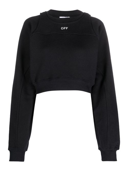 `off stamp` cropped crew-neck sweatshirt