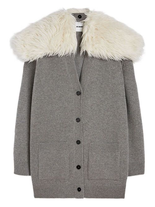 V-neck cardi-coat - Grey