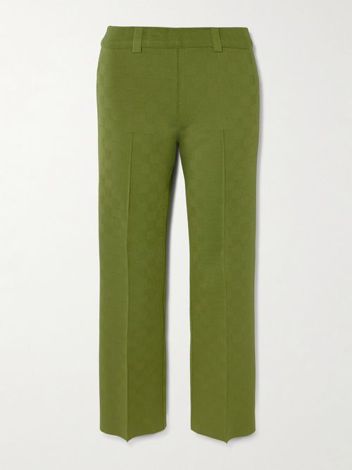 Nsfw Jules Checked Jacquard-knit Slim-leg Pants - Green