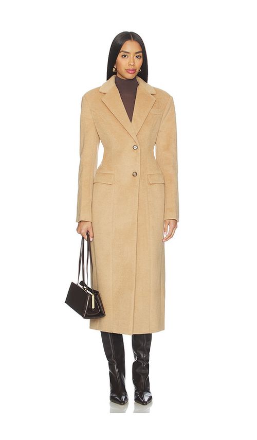 Line & Dot Mellow Coat in Tan. M. Also in