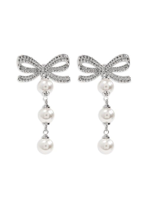 Bow tiered earrings - White