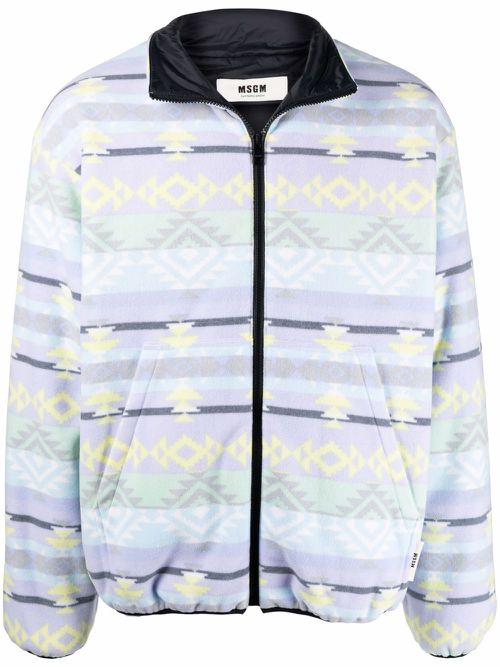 Zip-up funnel neck jacket - Purple