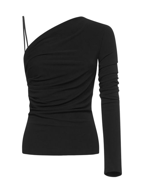 One-shoulder long-sleeve top