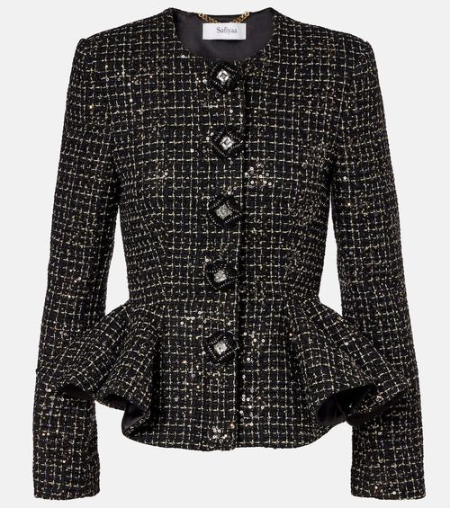 Tomomi sequined peplum tweed jacket