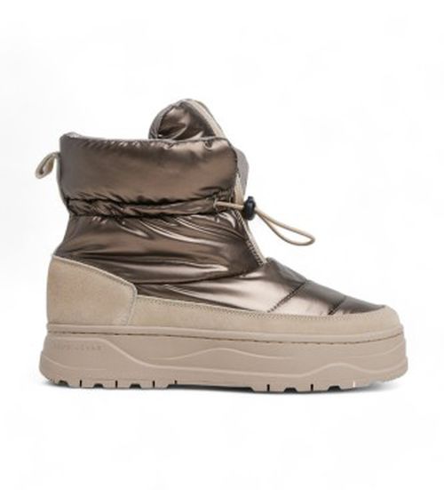 Pepe Jeans for woman. PLS50554 Kore Metallic beige ankle boots (36), Flat, Suede, Laces, Casual, Taupe