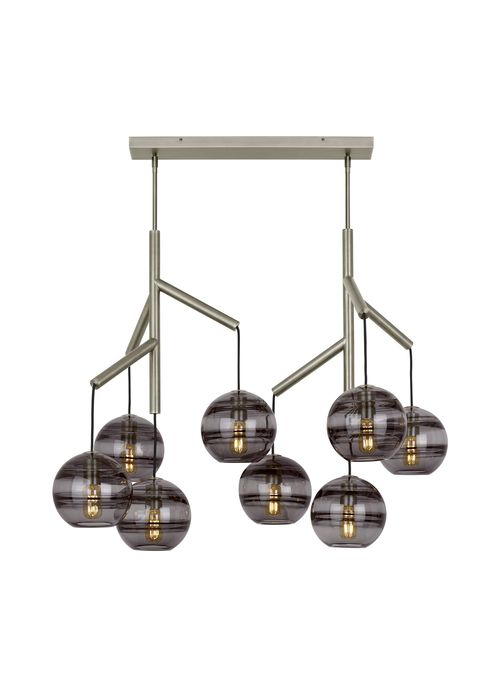 Sedona Contemporary Chandelier in Satin Nickel and Transparent Smoke