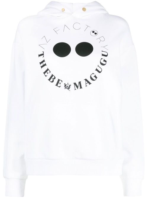X Thebe Magugu logo-print hoodie - White