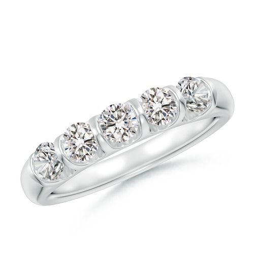 Angara 0.73 Carat Bar Set Five Stone Round Diamond Wedding Ring for Her in 14K White Gold