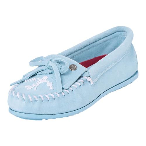 Minnetonka Women’s Thunderbird “Animikii” Hardsole – Moccasins for Women with a Classic Leather Moccasin Silhouette, Cushioned Footbed, and Beaded Moccasin Design, Brown