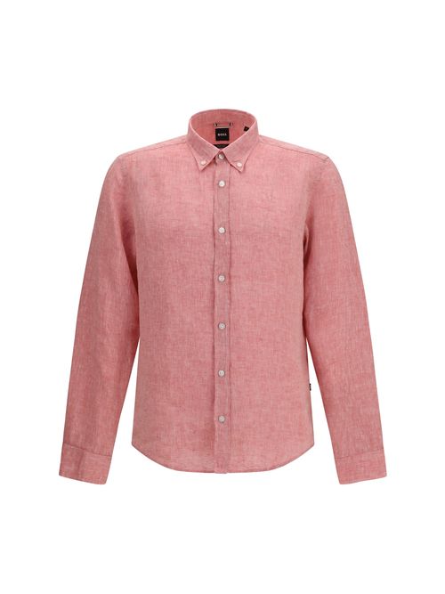 Regular-Fit Linen Shirt — Red