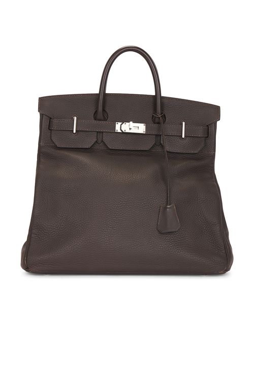 Hermes Hermes Togo Haut A Courroies Birkin 40 Handbag in Etain - Grey. a
