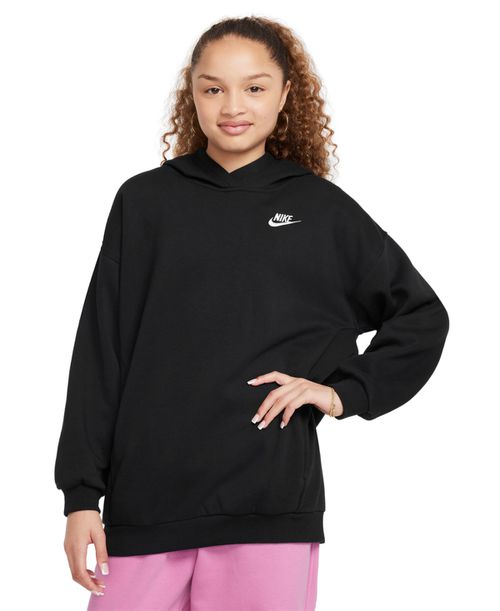 Big Girls Sportswear Club Fleece Oversized-Fit Hoodie - Black/white