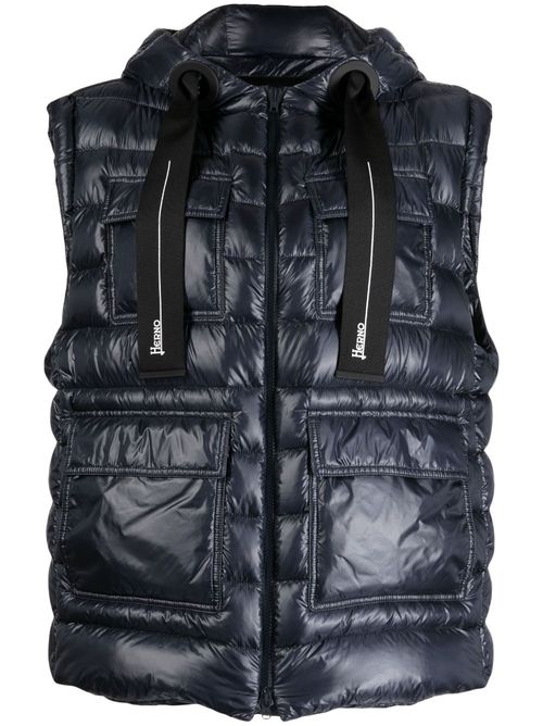 Logo-print padded gilet - Blue