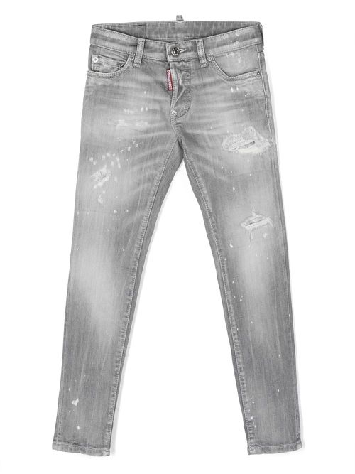 Distressed cotton skinny jeans - Grey