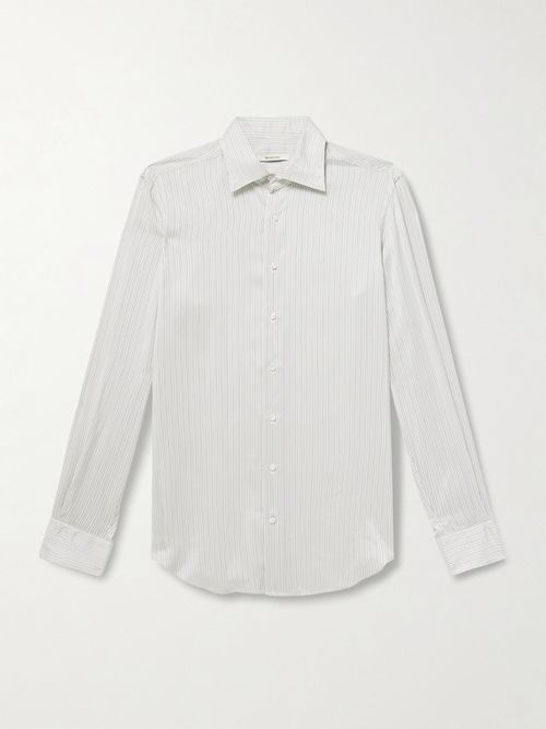 Slim-Fit Striped Silk-Poplin Shirt