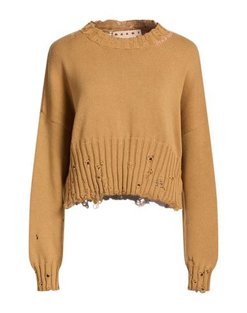 Woman Sweater Camel Size 4 Cotton