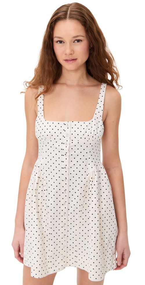 Free People Printed Astrid Mini Dress Ivory Combo