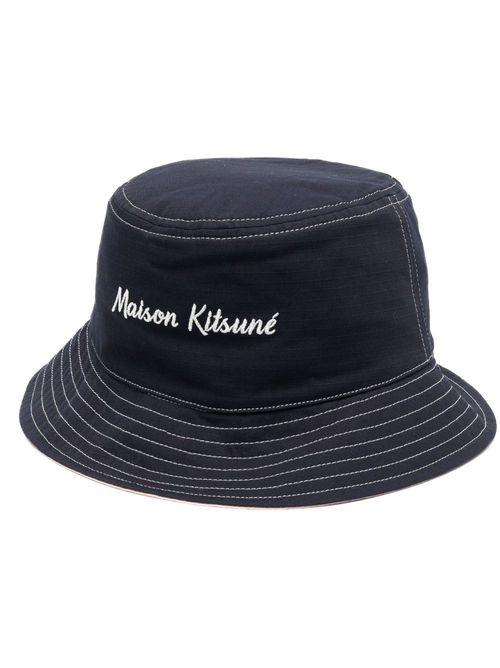 Logo-embroidered bucket hat - Blue