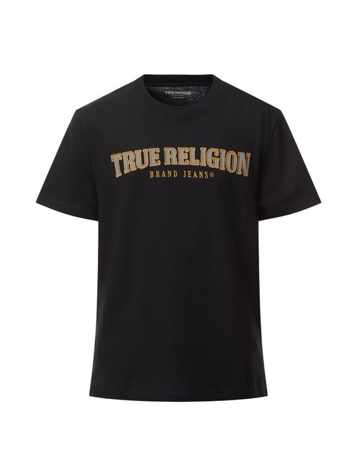 Mens Embroidered Reflective Arch T Shirt in Jet Black, Cotton