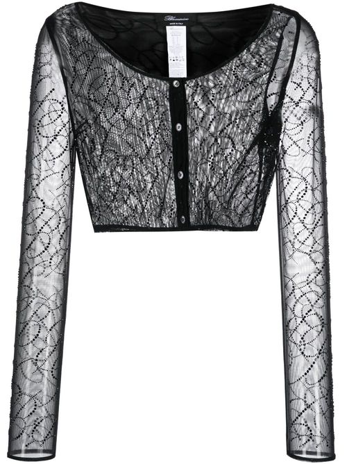 Semi-sheer cropped top - Black