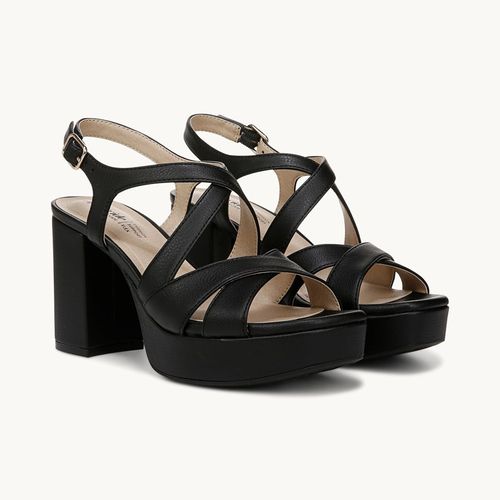 Stride Shoes Adrianna Dress Sandal Black Faux Leather