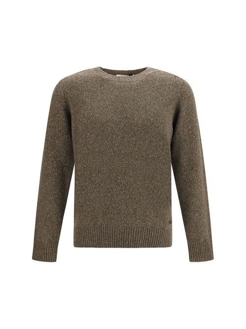 Double-Yarn Fleece Wool Sweater — Brown