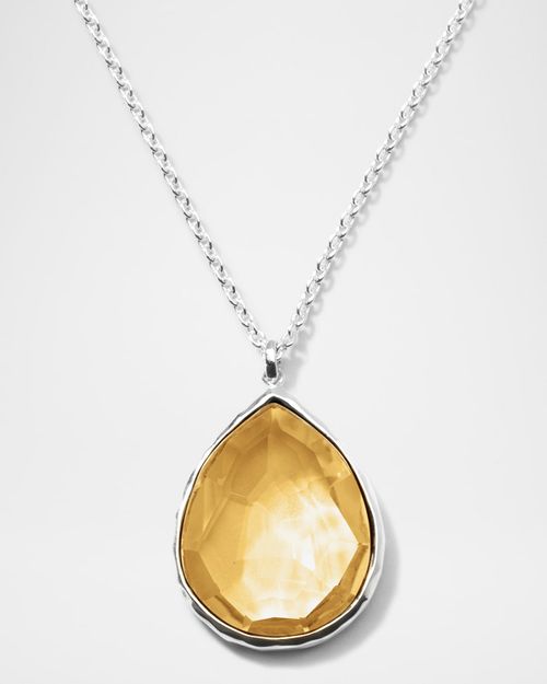 Rock Candy Large Honey Citrine Teardrop Pendant Necklace in Sterling Silver