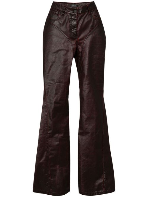 Waxed flared jeans