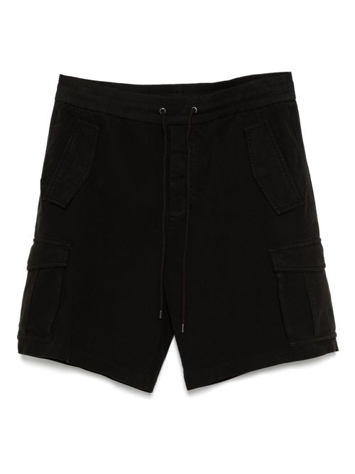 Woven cotton terry cargo shorts - Black
