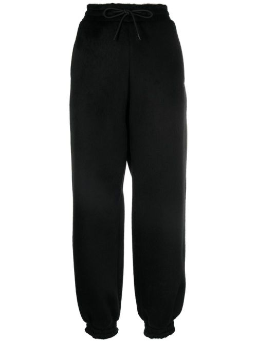 Logo-embroidered tapered-leg trousers - Black