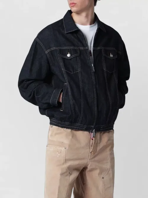 Dsquared2 - zip up denim jacket collared contrast stitching