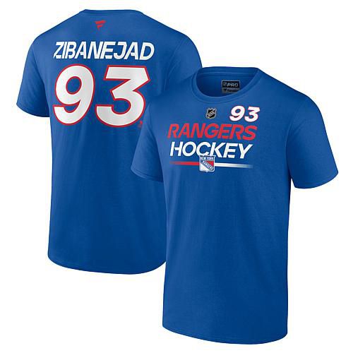 Men's Fanatics Mika Zibanejad Blue New York Rangers Authentic Pro Prime Name & Number T-Shir
