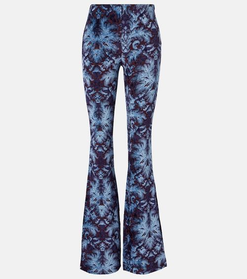 Printed crêpe high-rise flared pants