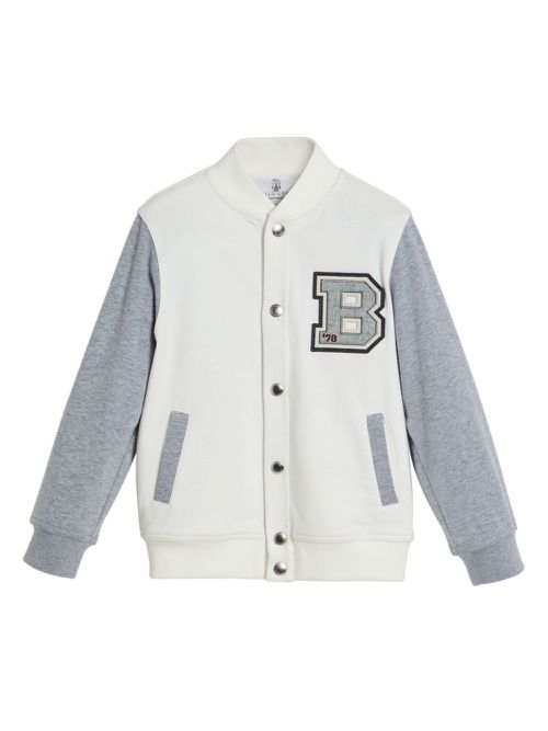 Appliqué panelled bomber jacket - White