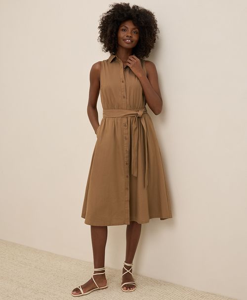 Women's Brown Sugar Sunset Lightweight Cotton Sleeveless Shirtdress XX