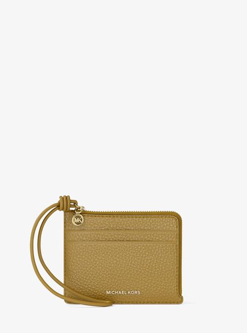 Michael Kors Jet Set Small Pebbled Leather Card Case Wristlet in Green - One Size by