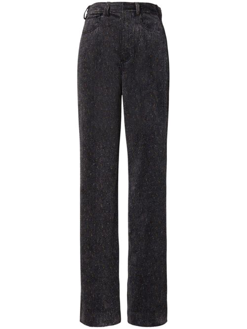 High-waist corduroy wide-leg trousers - Grey