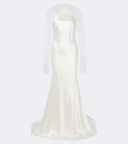 Bridal Mari caped wool and silk gown