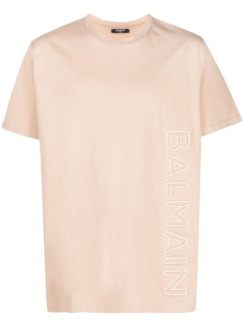 Logo-embossed cotton T-shirt - Neutrals