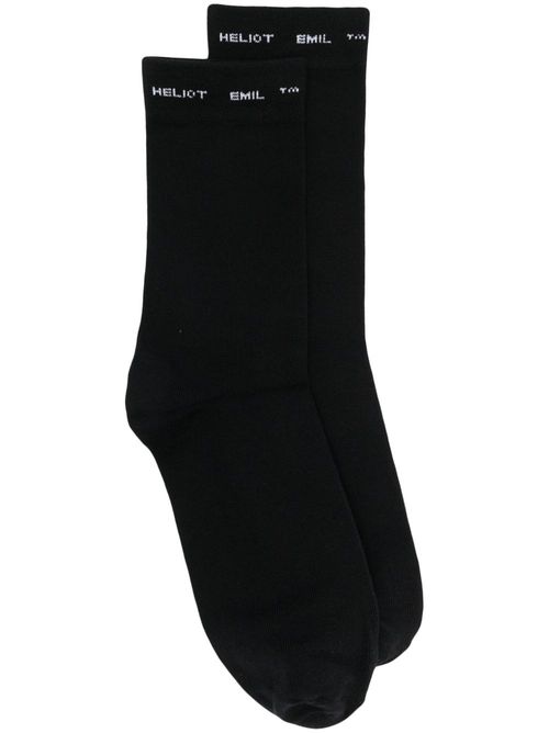 Intarsia-logo knit socks - Black