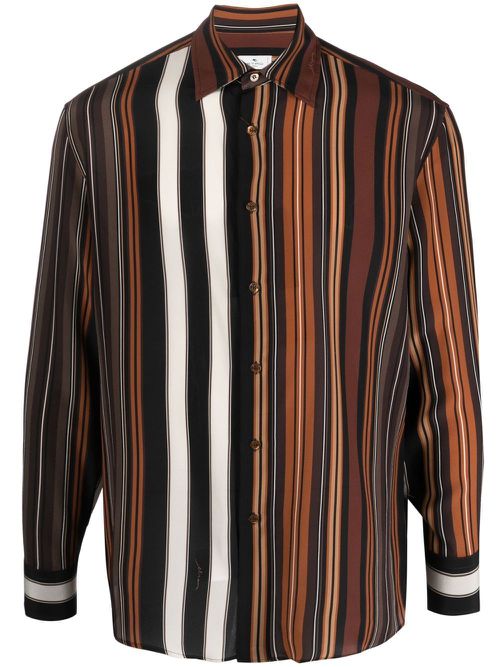Vertical-stripe long-sleeve shirt - Black