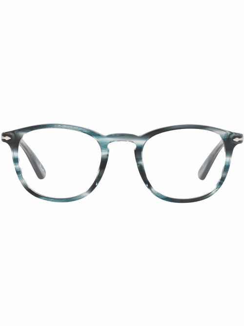 Striped square-frame glasses - White