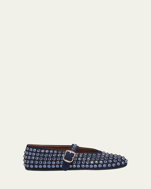 Crystal Stud Mary Jane Ballerina Flats