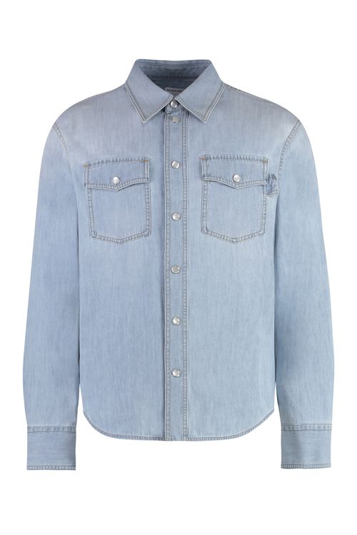 Denim with Flap Pockets Shirt — Blue