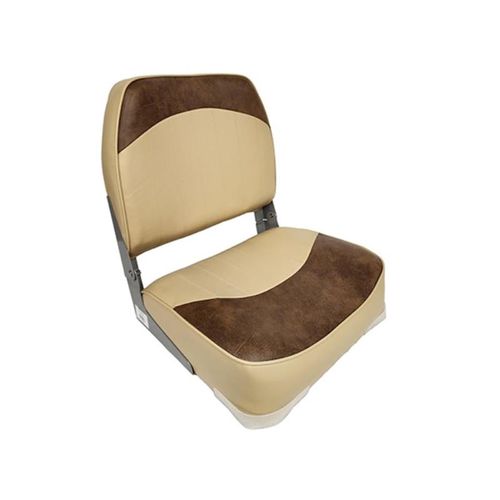 1001-AHJ 19 in. Fold Down Low Back Boat Seat, Sand & Brown