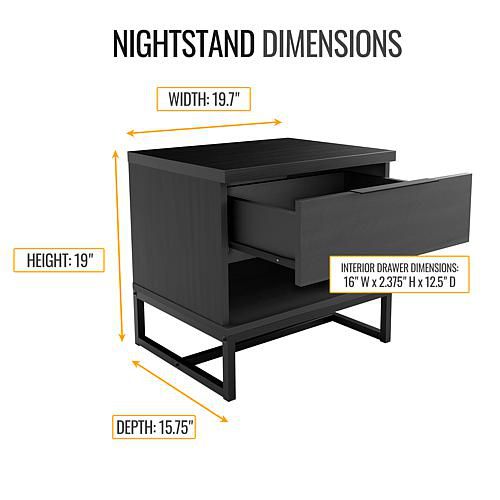 "Catania 19.3"" One-Drawer Nightstand With Cubby - Black"