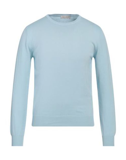 Man Sweater Sky blue Size 38 Cotton